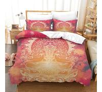 Déité Spirituelle 3 Pièces Art sacré Indien Housse De Couette Polyester Doux, 2 Taie d'oreillers, Éclair Dissimulée, Tous Les Âges, Déco Chambre Respirante Durable Confortable Double（200x200cm）