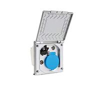 deiwo Prise extérieure CEE - 240 V - 12 V - Antenne - Satellite - IP44 - Idéale pour caravane, camping-car ou bus de camping - Argenté