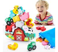 DejaNard Jouet Enfant 2-5 Ans Garçon et Fille 3-6 Ans - Animaux de la Ferme Montessori Jouet en Bois