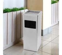 Dejaoo 35L Cendrier Exterieur sur Pied, Bacs à ordures de cuisine,Poubelle ronds avec poubelle et seau intérieur,pour Intérieur/Extérieur,Commercial-Argent (1 pièce) 24 * 24 * 60cm-35L