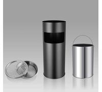 Dejaoo Cendrier poubelle sur pied en acier inoxydable, Poubelle en acier inoxydable 30 L,pour Hôtel Jardin Extérieur Supermarché-25 * 25 * 60cm-noir-1PC