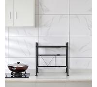 Dejaoo Meuble Rangement de Cuisine Support Four Micro-Ondes avec 2 Niveaux d'étagère Extensible en Hauteur & Largeur- avec 3 Crochets Parfaits pour accrocher Vos ustensiles de Cuisine