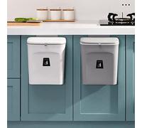 Dejaoo Poubelle Suspendue Cuisine avec Couvercle, Murale pour Cuisine et Camping-Car, Suspendu pour Portes d'Armoires et Placard, Salle de Bain, 29.5 x 16 x 26cm (Gris, 2PC)