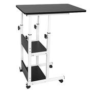 Dejaoo Table d'appoint légère, de lit médicalisé,Bureau Informatique, Bureau Gaming, Roulante Canapé pour Ordinateur Portable Hauteur Pliante avec 4 roulettes-60 * 40 * 76-86.5 cm-Noir
