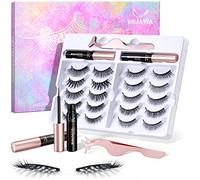DEJAVIA Lot de 10 paires de cils magnétiques - Aspect naturel - Cils magnétiques de qualité supérieure avec eyeliner - Réutilisables, légers et puissants - Avec applicateur et pince à épiler