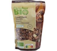 Déjeunez gourmand sans huile de palme avec CARREFOUR BIO Muesli Croustillant 3 Chocolats, format familial 375g - Lot de 4