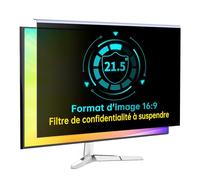 DEJIMAX Filtre de Confidentialité Suspendu pour Écran d'Ordinateur 21,5" (16:9), Confidentialité Avancée, Anti-lumière Bleue et UV, Installation Facile, Compatible avec Les Moniteurs Multimarques
