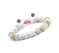 DEJIN 1 bracelet réglable en quartz rose améthyste de 8 mm, pierre de lune tressée réglable en cristal naturel, cadeau pour homme et femme, Pierre