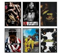 DEJIN Asap Rocky Lot de 6 affiches de couverture d'album sur toile pour chambre à coucher, salon, couloir, cuisine - Décoration murale de style 2 - 20 x 30 cm - Sans cadre - 2