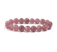 DEJIN Bracelet de perles en calcédoine rose pour femme, perles en pierre naturelle, cadeau de yoga, méditation, 10 mm