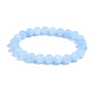DEJIN Bracelet de perles en calcédoine rose pour femme - Perles en pierre naturelle - Cadeau idéal pour le yoga et la méditation - 8 mm