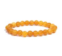 DEJIN Bracelet de perles en calcédoine rose pour femme - Perles en pierre naturelle - Cadeau idéal pour le yoga et la méditation - 8 mm