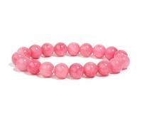 DEJIN Bracelet de perles en calcédoine rose pour femme - Perles en pierre naturelle - Cadeau idéal pour le yoga et la méditation, Pierre