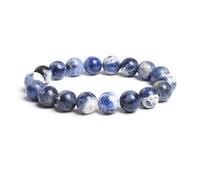 DEJIN Bracelet de perles rondes en pierre naturelle de 10 mm - Œil de tigre en jaspe - Pour homme et femme - Corde élastique faite à la main, Pierre