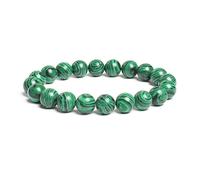 DEJIN Bracelet de perles rondes en pierre naturelle de 10 mm - Œil de tigre en jaspe - Pour homme et femme - Corde élastique faite à la main, Pierre