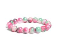 DEJIN Bracelet de perles rondes en pierre naturelle de 10 mm - Œil de tigre en jaspe - Pour homme et femme - Corde élastique faite à la main, Pierre