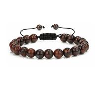 DEJIN Bracelet de protection en pierre de lave avec œil de tigre naturel de 8 mm, fait à la main, longueur de cadeau pour homme, Pierre