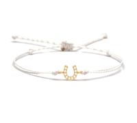 DEJIN Bracelet en forme de fer à cheval en oxyde de zirconium - Pour homme et femme - Rouge, noir, blanc, vert - Cordon ciré en laiton tressé, Pierre