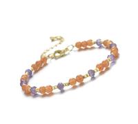 DEJIN Bracelet en pierre de lune naturelle de 4 mm - Quartz rose cornaline rhodonite et améthyste - Pour femme, Pierre