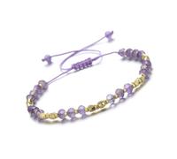 DEJIN Bracelet réglable en pierre naturelle de soleil avec pierres de soleil et grenat en lapis d'améthyste, rondelles à facettes et perles de rocaille, 3 x 4 mm, Pierre