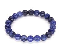 DEJIN Bracelets en pierre naturelle de 8 mm pour homme et femme - Sodalite bleue/agate du Botswana/bronze/quartz transparent/agate folle/jaspe dalmatien Cadeau pour les amoureux, Pierre