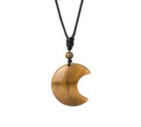 DEJIN Collier avec pendentif en forme de croissant de lune et pierre naturelle œil de tigre améthyste quartz rose obsidienne opale, Pierre