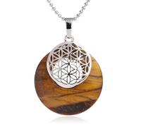 DEJIN Collier avec pendentif fleur en pierre naturelle Reiki creux pour homme et femme