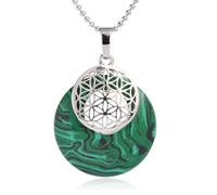 DEJIN Collier avec pendentif fleur en pierre naturelle Reiki creux pour homme et femme