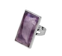 DEJIN Collier avec pendentif rectangulaire en pierre naturelle pour homme avec cristal fluorite améthyste œil de tigre en acier inoxydable, Pierre