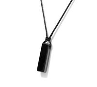 DEJIN Collier en tourmaline noire pour homme avec pendentif en pierre d'obsidienne noire réglable en cristal d'énergie spirituelle onyx noir, Pierre