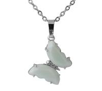 DEJIN Collier papillon en cristal de roche - Pierre naturelle - Améthystes - Quartz transparent - Pendentif œil de tigre - Chaîne en acier inoxydable, Pierre