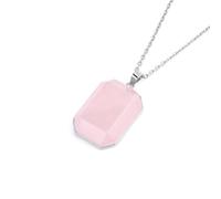 DEJIN Collier rectangulaire en acier inoxydable avec pendentif en pierre naturelle pour homme en labradorite d'énergie œil de tigre, Pierre