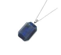 DEJIN Collier rectangulaire en acier inoxydable avec pendentif en pierre naturelle pour homme en labradorite d'énergie œil de tigre, Pierre