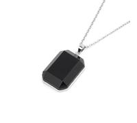 DEJIN Collier rectangulaire en acier inoxydable avec pendentif en pierre naturelle pour homme en labradorite d'énergie œil de tigre, Pierre