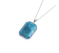 DEJIN Collier rectangulaire en acier inoxydable avec pendentif en pierre naturelle pour homme en labradorite d'énergie œil de tigre, Pierre