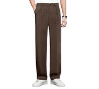 DEJIN Easemotions Pantalon confortable en soie glacée super extensible pour homme Pantalon décontracté à séchage rapide, marron, XL