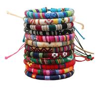 DEJIN Lot de 12 bracelets tressés bohème pour homme et femme - Accessoires de festival faits à la main, Pierre