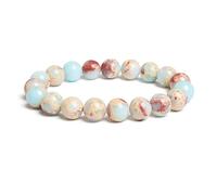 DEJIN Lot de 2 bracelets en perles de jaspe rondes en pierre naturelle pour homme et femme Corde élastique faite à la main 10 mm, Pierre