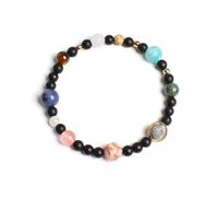 DEJIN Lot de 2 bracelets Huit planètes en pierre naturelle avec perles et système solaire pour homme et femme - Fait à la main - Cadeau idéal pour le yoga, Pierre