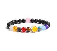 DEJIN Lot de 2 bracelets Huit planètes en pierre naturelle avec perles et système solaire pour homme et femme - Fait à la main - Cadeau idéal pour le yoga, Pierre