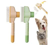 DEJIN Lot de 2 brosses de toilettage pour chat - Outil antidérapant en acier inoxydable pour animal domestique, brosse de massage auto-nettoyante pour chats et chiens, parfaite pour les poils courts