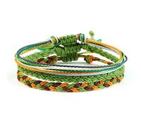 DEJIN Lot de 3 bracelets bouddhistes tibétains multicolores réglables pour le yoga et l'amitié, Pierre
