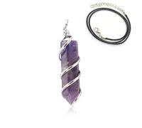 DEJIN Pendentif Hexagonal Collier Pierre Naturelle Quartz Lapis Opale Améthyste Pierre Cristal Rose Pendentif Colonne Hexagonale Seulement, Pierre