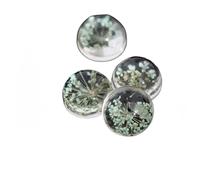 DEJIN Perles en verre multicolores demi-rondes avec véritables fleurs séchées