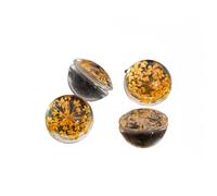 DEJIN Perles en verre multicolores demi-rondes avec véritables fleurs séchées