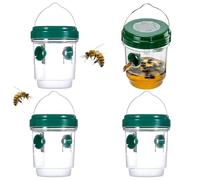 DEJIN Piège À Guêpes Et Frelons Extérieur - Lot De 4 - pour Jardin, Ferme Et Maison - Attrape Insectes Écologique Et Réutilisable(Green)