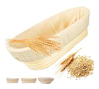 DeJivsin Banneton pour pain, Panier de fermentation ovale 28 cm, Panier de fermentation en rotin, Accessoires de pâtisserie, Panier de cuisson, Pour la maison et la pâtisserie professionnelle