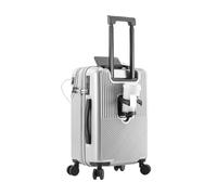 DEJJYYYZ Valise Bagage à Couverture Ouverte Avant, Bagage à roulettes Multifonctionnel for Femmes, Petit Sac d'embarquement en Pouces (Color : Upgraded Cup Holder-02, Size : 26 inches)