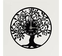 Dekadron Arbre de vie Design unique Horloge murale en métal 15"W x 15"H/38x38cm noir