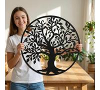 Dekadron Art Mural en métal, Art de l'arbre de Vie, Signe de Famille Arbre 90x90cm noir